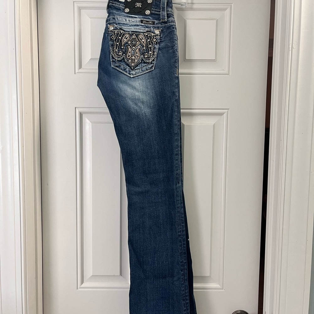 Women's Miss Me Boot Cut Jeans with Embroidered Pockets